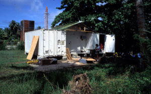 Chuuk, 1992: temporary lab between 2 shipping containers